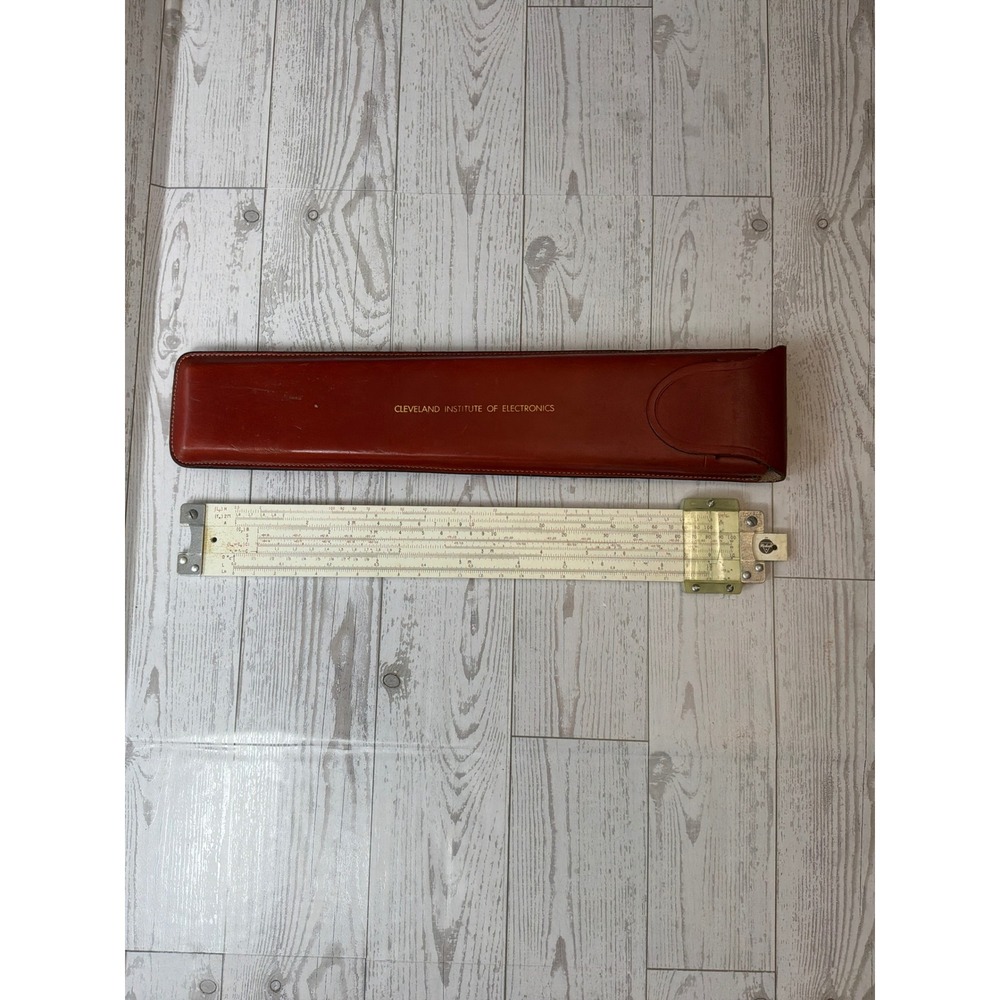 Pickett N515-T Slide Rule Cleveland Institute Electronics Leather Case Vintage